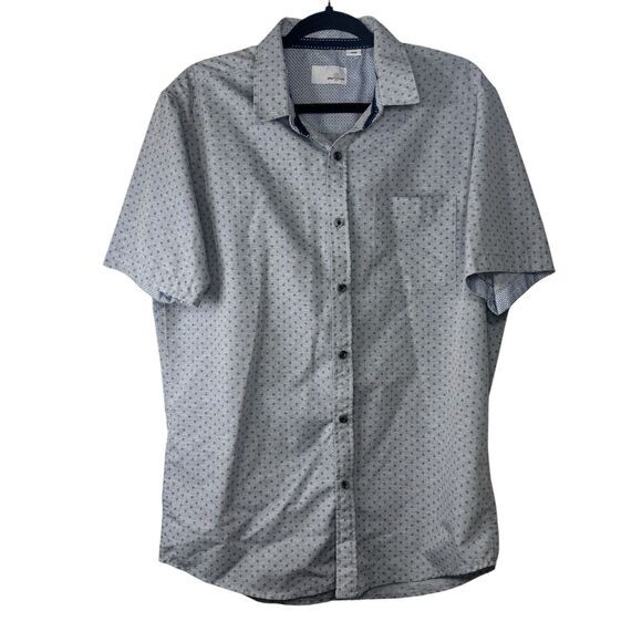 Craft + Flow Gray Geometric Casual Mens Short Sleeve Button Up Shirt Size Large‎ - Picture 1 of 7